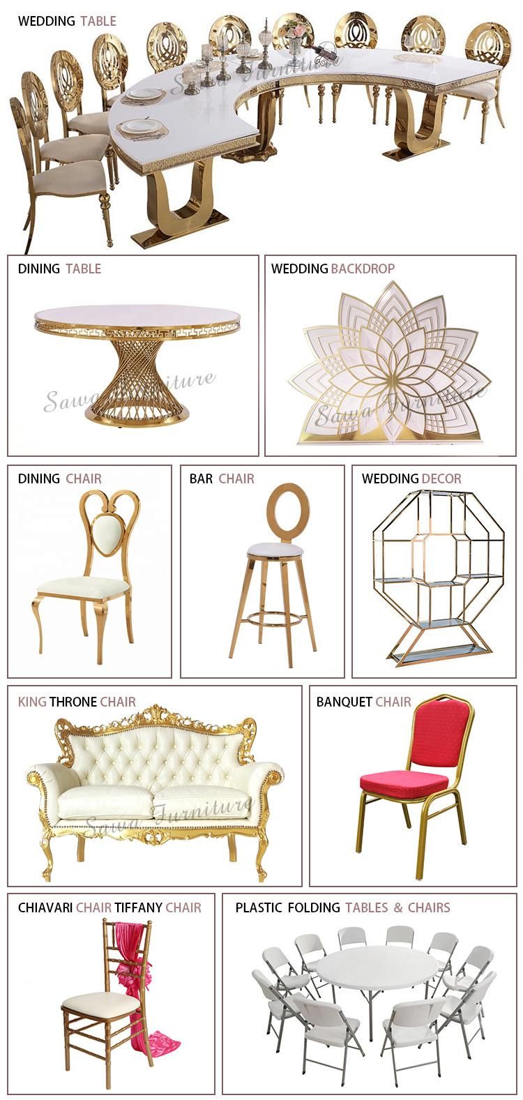 Gold Stainless Steel Wedding Chair Round Back Dining Chair for Wedding Event