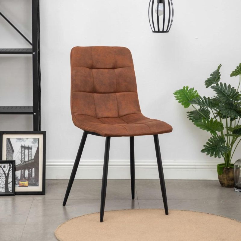 Factory Wholesale Modern Small Fabric Dining Chair with Black Painting Legs