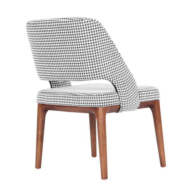 Stripe Grey Fabric Frame with Wooden Legs Dining Chair for Restaurant Use