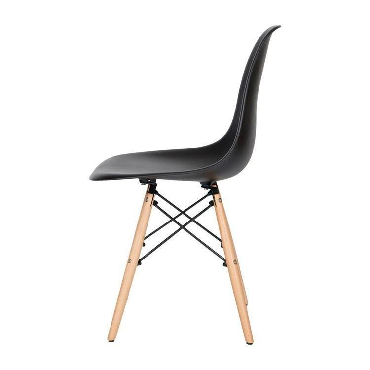 Modern Colored PP Chair Plastic Chair Beech Wood Legs Dining Chair with PP Cushion