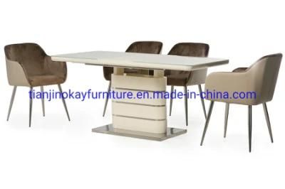 Modern Luxury Dining Tables Set Glass Dining Room Furniture Kitchen Restaurant Extendable Dining Tables