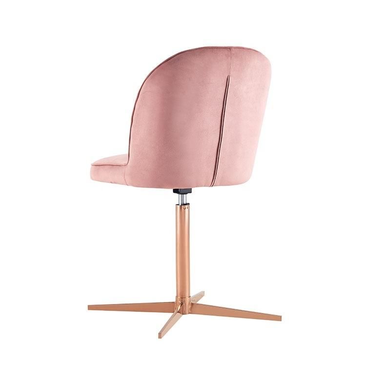 Pink Elegant Upholstered Velvet Restaurant Chair Fabric Metal Legs Modern Dining Chair