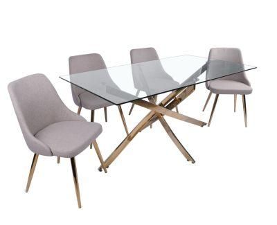 Hot Sale 4 Seater Restaurant Furniture Glass Dining Table Square