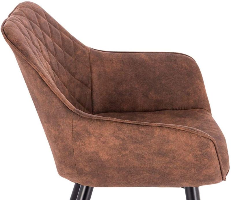 Kitchen Chair Living Room Chair Upholstered Chair with Arm Reds Design Chair Fabric Cover Metal Brown