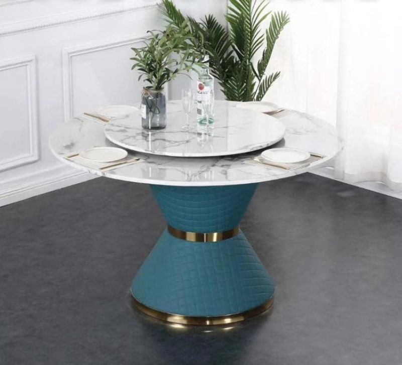 Modern Light Luxury White Double Marble Dining Table