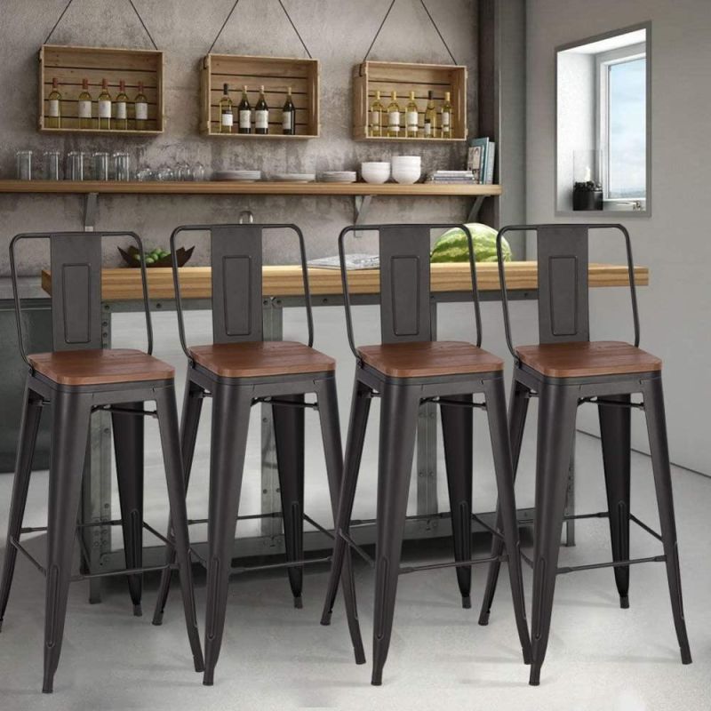 Hot Sale Vintage High Wooden Metal Bar Stool Chair