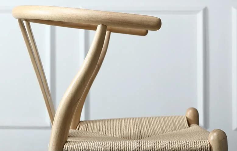 Solid Wood Frame in Natural Wood Color, Rope Seat Armchair