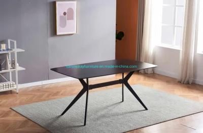 Sintered Stone Dining Table with Black Legs