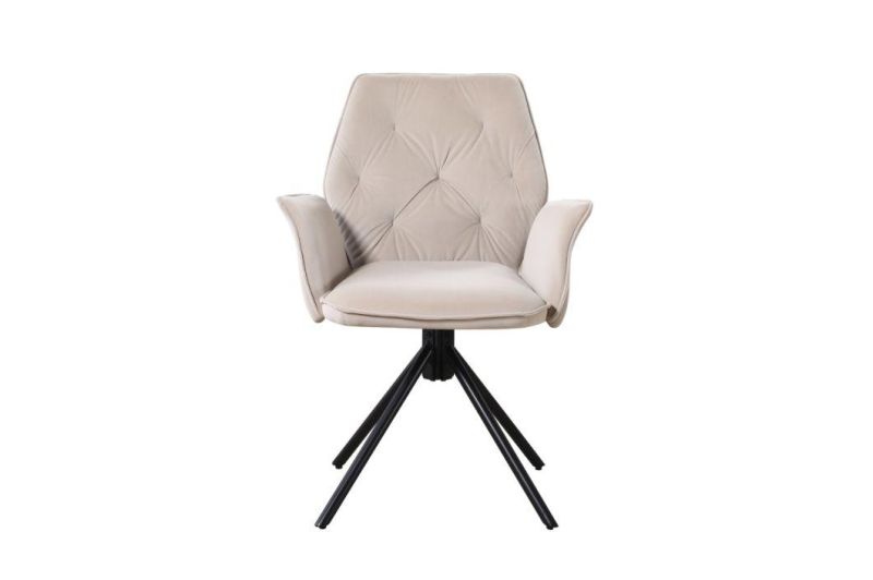 Free Sample Wholesale Design Room Furniture Nordic Velvet Modern Luxury Dining Chairs with 360 Degree Rotation Metal Legs