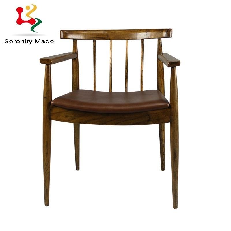 Coffee Shop Furniture Wooden Frame Fabric Seat Dining Armchairs