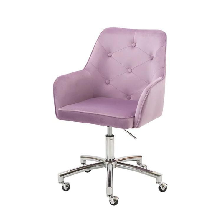 Office Furniture Modern Comfortable Cushion Velvet Surface Metal Legs Colored Office Chair