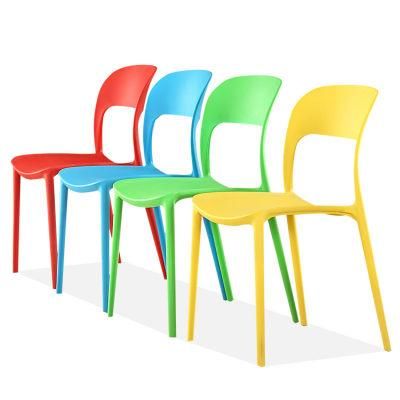 Nordic Minimalist Color All-Plastic Back Stacked Space-Saving Dining Room Chair