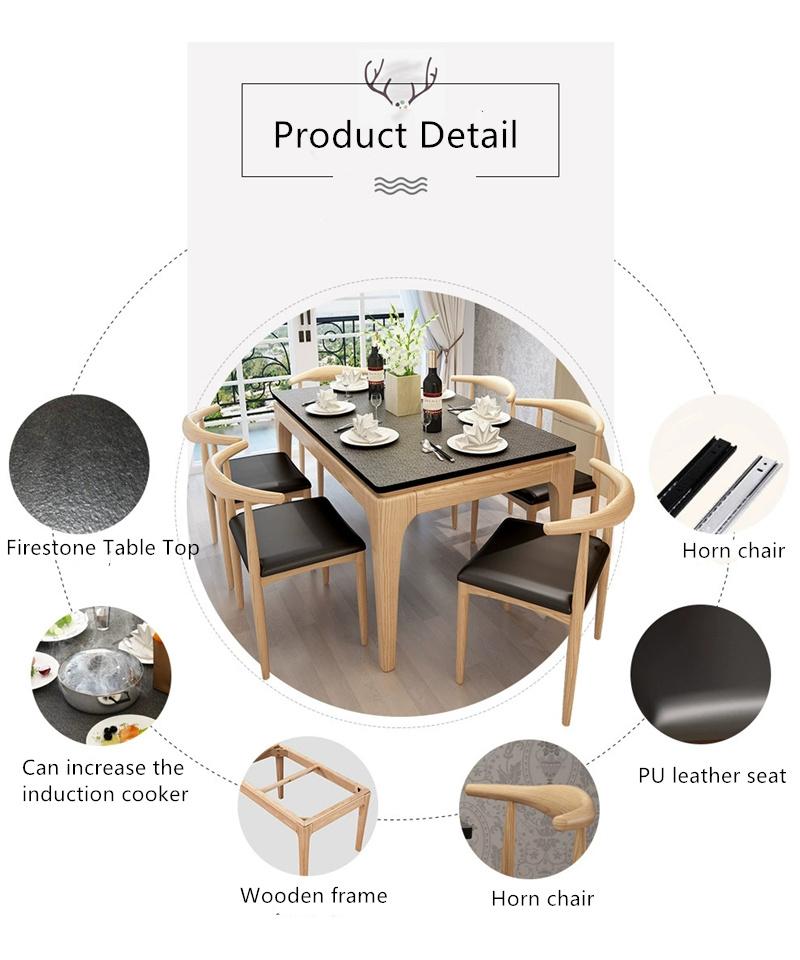 Modern Wooden Top Metal Leg Home Living Room Restaurant Furniture Outdoor Chair Set Dining Table