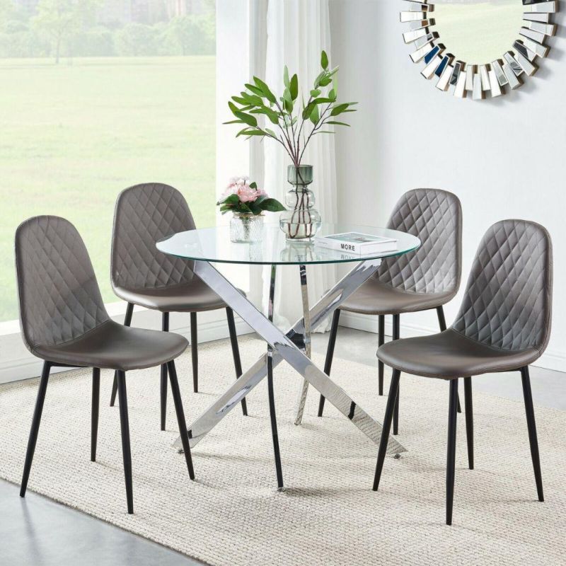 Modern Wholesale Tempered Glass Tops Dining Chair Table