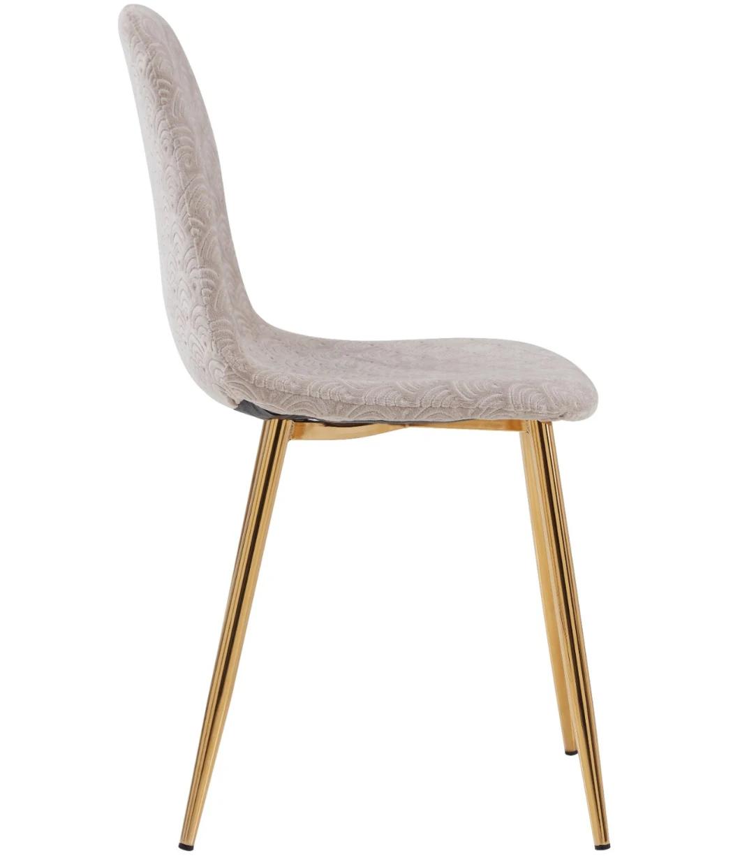 Well Sell Dining Room Furniture Modern Arm Fabric Velvet Dining Chairs with Metal Legs