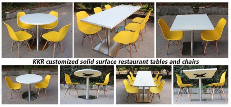 4 Seater Solid Surface Dining Table with White Chairs