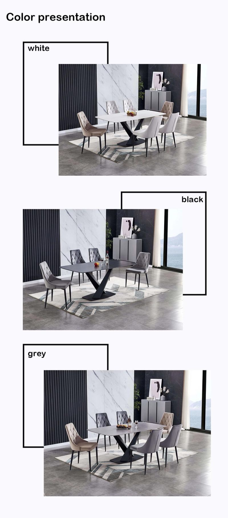 Dining Table and Chairs Stainless Steel Frame Luxury Dining Table Set Modern Marble Dining Room Table