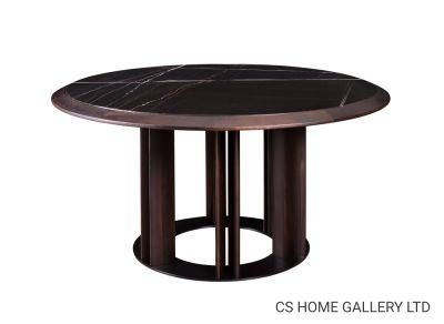 Ash Wood Wooden Modern Home Natural Marble Stainless Steel Furniture Dining Table