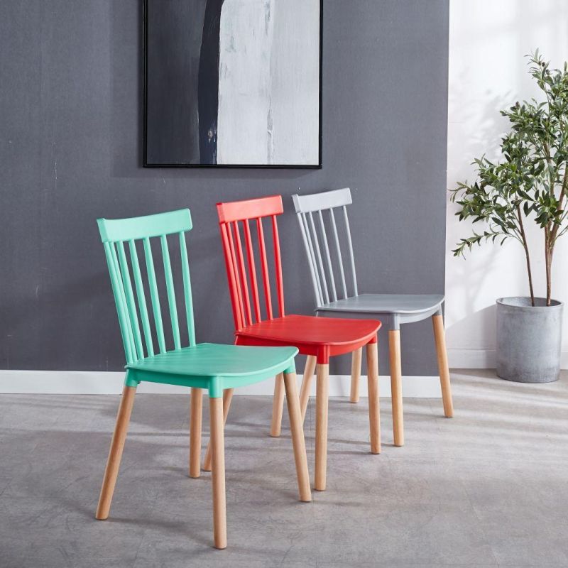 Beech Wood+PP Seat Windsor Dining Chairs for Home and Restaurant