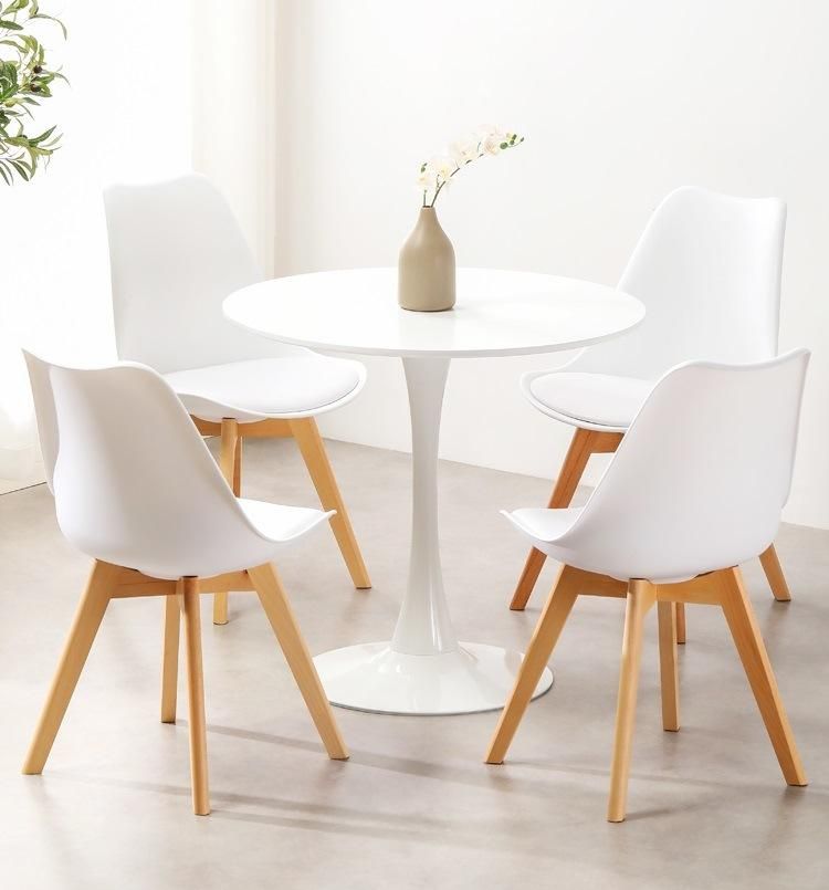 Modern Home Furniture Polypropylene Beech Wood Legs PU Cushion Leather Seat Dining Room Set PP Chair Nordic Dining+Chair Scandinave Style Simple Chairs