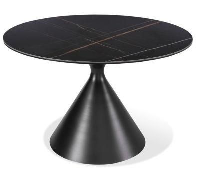 Modern Home Furniture Round Ceramic Top Metal Base Dining Table Set