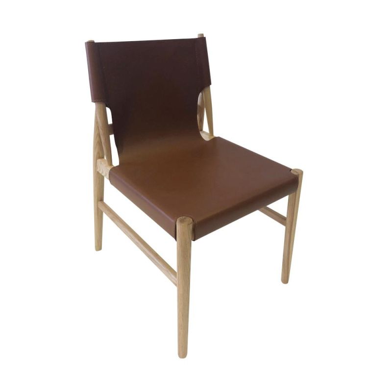 Modern Style Wooden Frame Leather Seat Dining Chairs for Restaurant Use