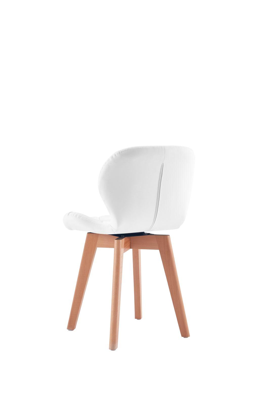 Hot Selling Orange Beech Wood Legs Fully PU Leather Waiting Dining Chair