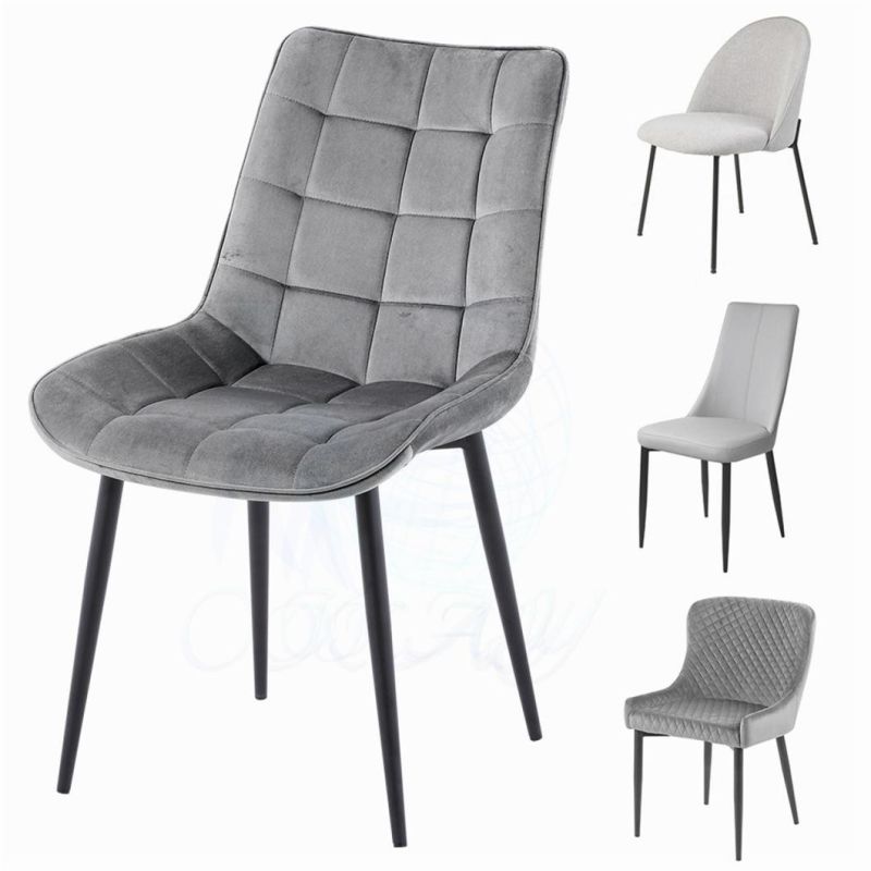 Modern Fabric Living Room Restaurant Dining Room Dining Chair Dining Chair with Black Powder Coated Legs