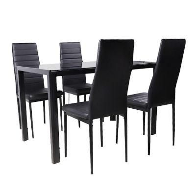 Home Furniture Wedding Furniture 4 Seater Restaurant Furniture Black Rectangle Glass Coating Dining Table Square