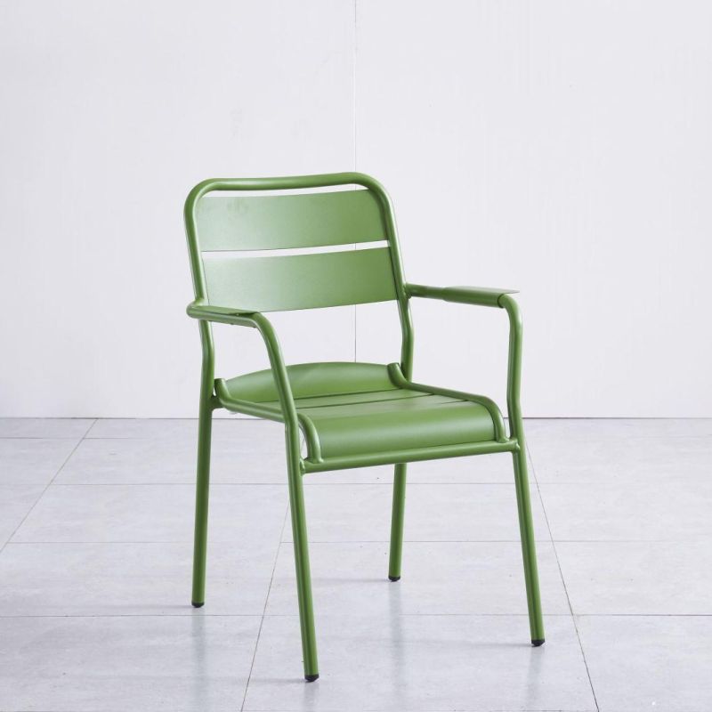 Green 61X61X84cm Metal Dining Chairs in Garden Furniture Sets