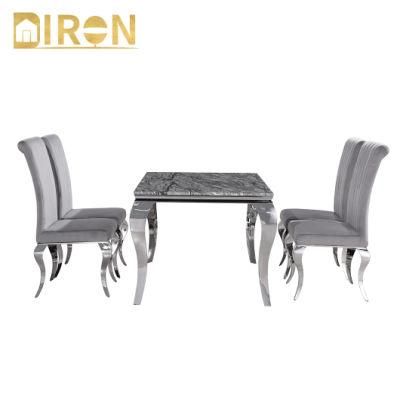 Modern Rock Plate Dining Room Furniture Stainless Steel Base Dining Table