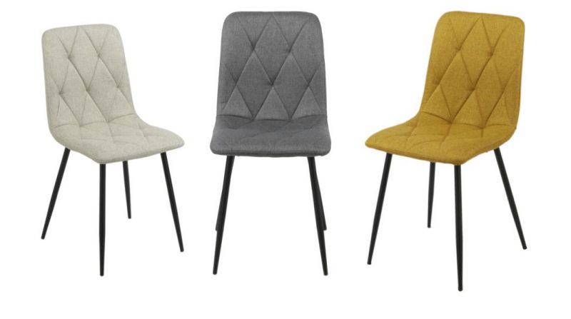 Wholesale Luxury Nordic Modern Design Grey Fabric Upholstered Seat Dining Chairs