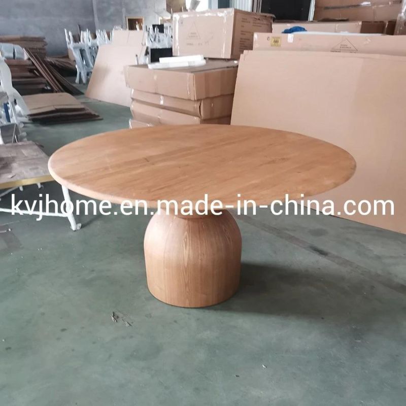 Kvj-9026 Rustic Natural Wood Round Dining Table