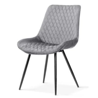 Wholesale Modern Chairs Living Room Chair Leisure Cheap Price Hot Sale Home Furniture Modern Gray Velvet Fabric Dining Chair with Metal Legs