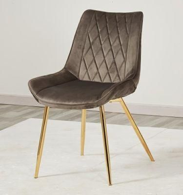 Wholesale Luxury Design Furniture Chair Upholstered Cushion Nordic Velvet Modern Dining Room Chairs Dining Chairs with Metal Legs Gold