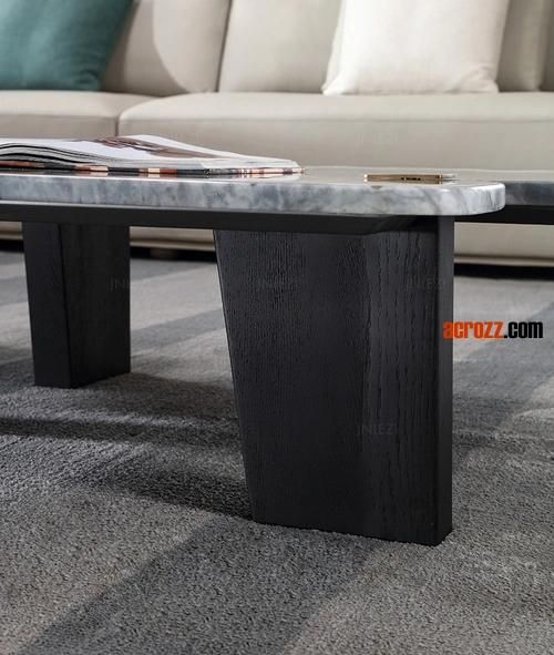 New Design Furniture Factory Short Wood Leg Coffee Table Shaped Marble Table Marble Tabletop Jacob coffee Table