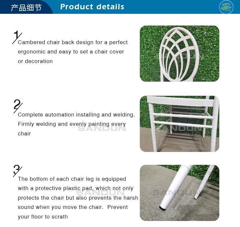 China Factory Wholesale Wedding Event Furniture White Iron Metal Chiavari Dining Chair