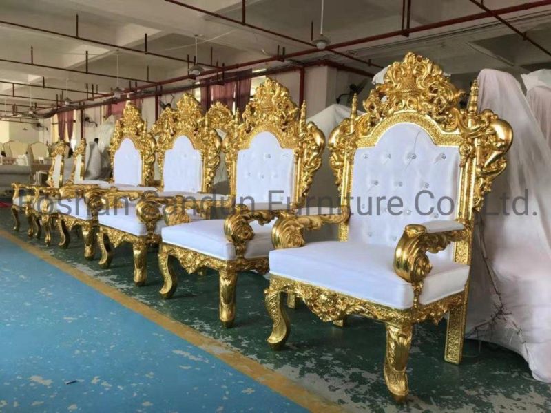 5 Years Guarantee Time Golden Frame Solid Wood Wedding Throne Sofa