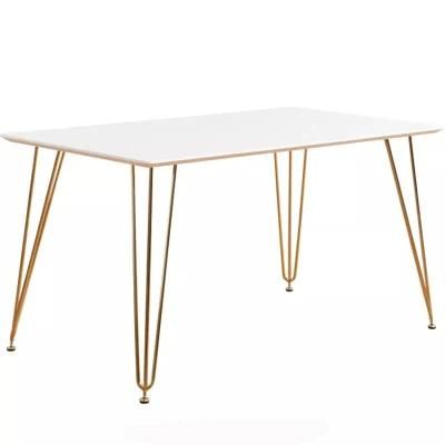 Simple Furniture Rectangular Dining Table MDF Face Steel Plated Legs Living Room Kitchen Table Dining Table Set