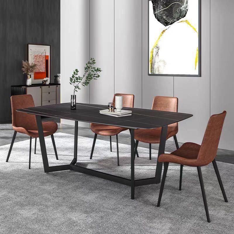 Modern Dining Room Home Furniture Italian Marble Tables Top Restaurant Sets Carbon Steel Legs Dining Table Set