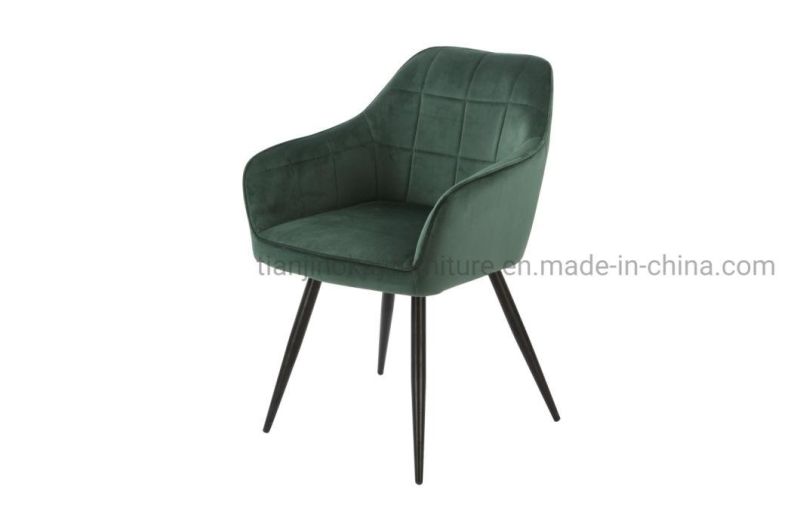 Restaurant Modern Style Hotel Velvet Fabric Many Color Metal Legs Dining Chair