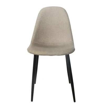 Wholesale Dining Room Furniture Heat Transfer Iron Legs Simple Design Khaki Fabric Dining Chair