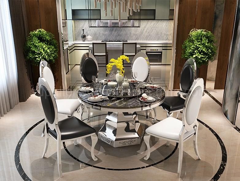 Top Quartz Stone Solid Surface Stone Material Round Dining Table