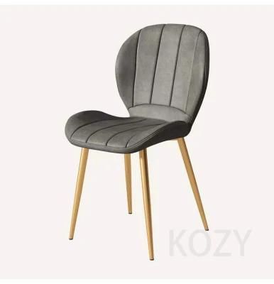 High Quality Nordic Velvet PU Leather Dining Chair with Metal Leg