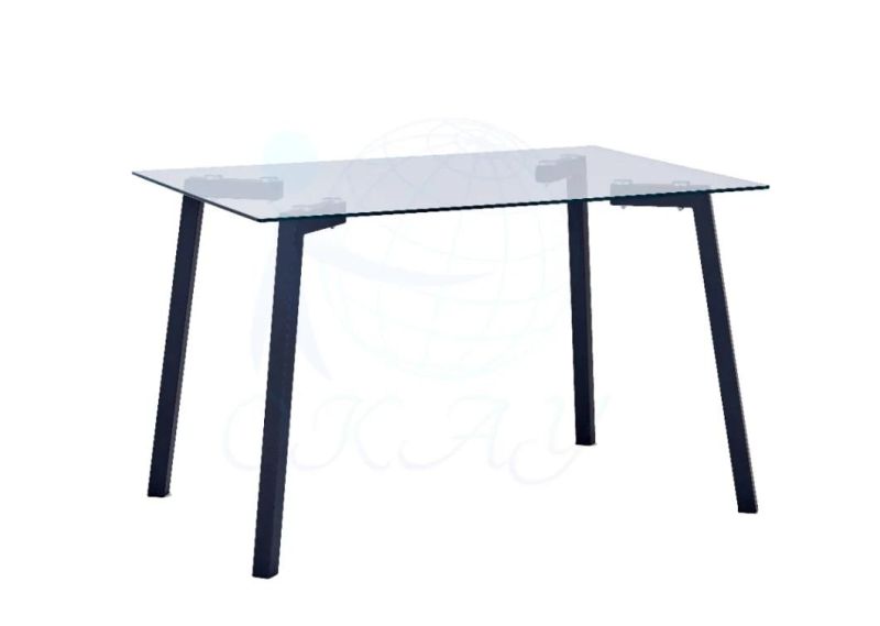 Modern Dining Table with Transparent Tempered Glass Stainless Steel Chrome Legs Hotal Dining Table