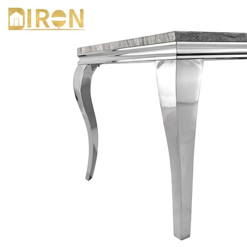 Hot Sale Modern Stainless Steel Home Furniture Glass Rustic Dining Table