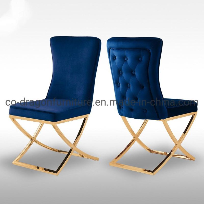 Europe Modern Furniture Metal Leg Fabric High Back Dining Chair