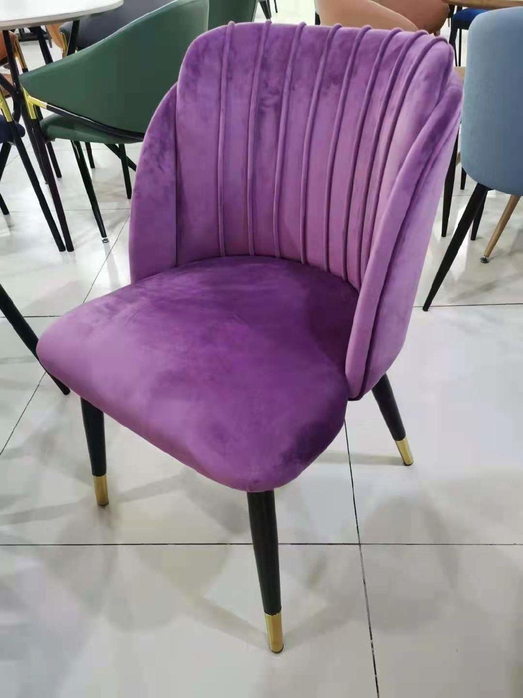 New Style Colorful Velvet Cheap Price Metal Dining Chair