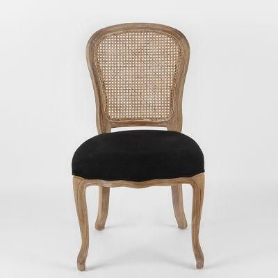 Kvj-7153 Black Seat Antique Cozy French Antique Dining Chair