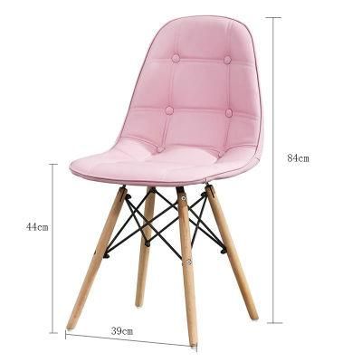 New Style Pink Dining Chair Hotel Dining Chair PU Cover Chairs with Oak Frame Dining Chair